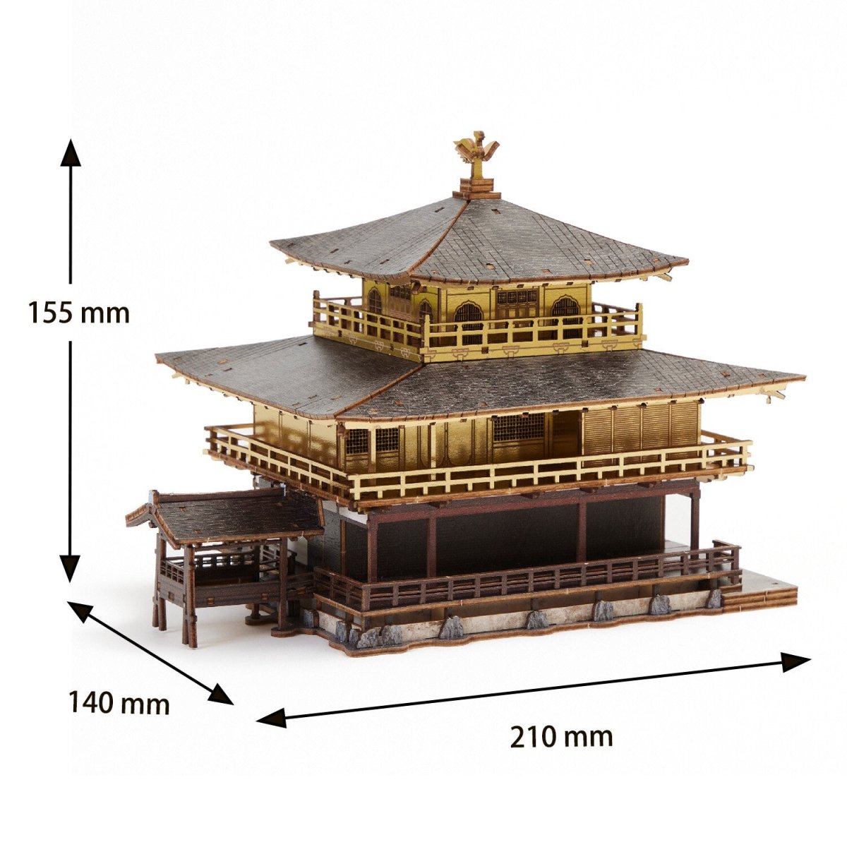 El Templo Kinkaku-ji (versión coloreada) - Rompecabezas 3D de Arte - Ala Japonesa