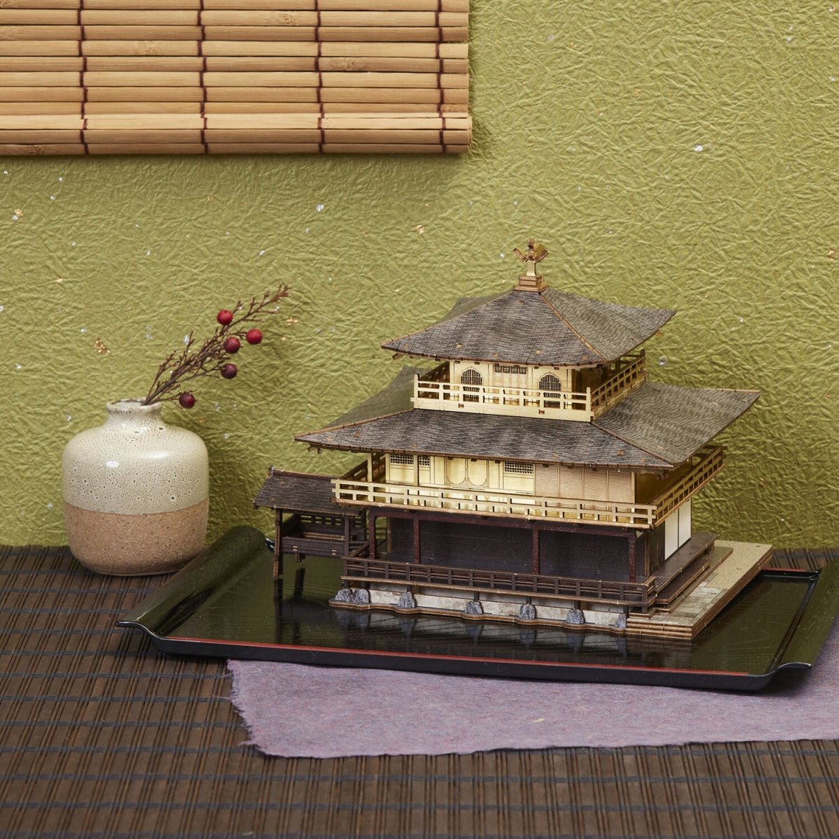 El Templo Kinkaku-ji (versión coloreada) - Rompecabezas 3D de Arte - Ala Japonesa